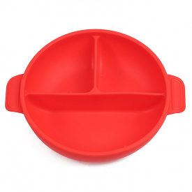 Глубокая трехсекционая силиконовая тарелка 2Life Y6 560 мл Красный (v-11073)