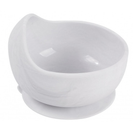 Силиконовая круглая глубокая тарелка для первых блюд на присоске 2Life Y1 350 мл Белый мрамор (vol-10131)