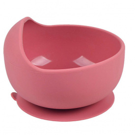 Силиконовая круглая глубокая тарелка для первых блюд на присоске 2Life Y19 350 мл Розовый (vol-10670)