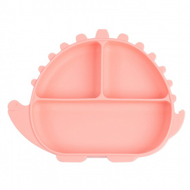 Трехсекционная силиконовая тарелка 2Life Y12 Динозавр 580 мл Розовый (n-11018)