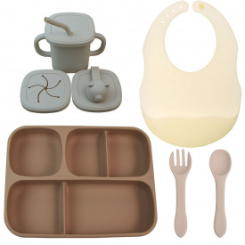 Набор силиконовой посуды 2Life 5 предметов Коричневый/Бежевый (vol-10489)