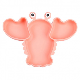 Трехсекционная силиконовая тарелка 2Life Рак Y12 540 мл Розовый (v-11058)