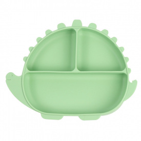 Трехсекционная силиконовая тарелка 2Life Динозавр Y3 580 мл Зеленый (v-11015)
