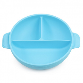 Глубокая трехсекционая силиконовая тарелка 2Life Y9 560 мл Голубой (v-11076)