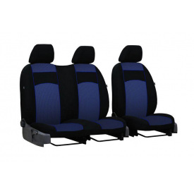 Авточехлы с автоткани для Ford Transit 2000-2006 POK-TER VIP 1+2 с синей вставкой