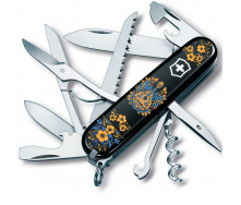 Складной нож Victorinox Huntsman Ukraine 91 мм 15 функций Украинские мотивы Черный (1.3713.3_T1370u)