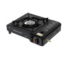Портативная газовая плита RIAS BDZ-155-A с пьезоподжигом и адаптером Black (3_03935)