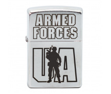 Зажигалка бензиновая Zippo Street Chrome 207 с гравировкой UA Armed Forces Серебристая (207 AFU)
