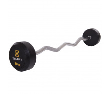 Штанга фиксированная изогнутая обрезиненная Zelart Rubber Coated Barbell TA-2687-30 30кг