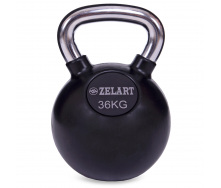 Гиря обрезиненная с хромированной ручкой Кроссфит Zelart ТА-5162-36 36кг