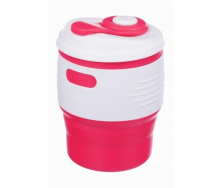 Складной силиконовый стакан с крышкой Collapsible 350 мл RASPBERRY