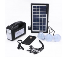 Портативная система освещения GDPlus GD-7 Фонарь + 3 LED лампы + солнечная панель 4000 mAh (3_02431)