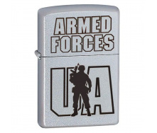 Зажигалка бензиновая Zippo 205 Classic street chrome с гравировкой Збройні сили України (205 AFU)