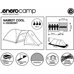 Палатка Enero Cool для 4 человек 210 x 450 x 150 см Сине-серый (1013886) Оріхів