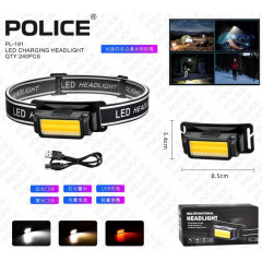 Налобный фонарь аккумуляторный Police PL 191 YD-01 с сенсором холодный/теплый/красный свет type-c Черный (30151416) Олександрія