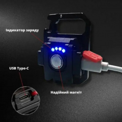 Фонарь-брелок аккумуляторный c карабином Rablex RB439 60 ​​мм Black Хмільник
