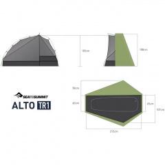 Палатка Sea to Summit Alto TR1 Mesh Inner Sil/PeU Fly NFR 215х107/60 см Зеленый (1033-STS ATS2039-01160410) Городок