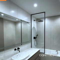 Шторка на ванну Weston 750x1500 матовая черная/прозрачное стекло, угол острый, левая Тернопіль