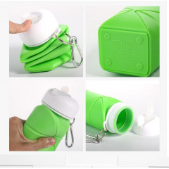 Складная силиконовая бутылка для воды и напитков с карабином water bottle 600 мл Черный (С051120) Костопіль