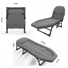 Раскладная кровать No Brand Комбат Jet Folding-Bed кресло-лежак с подушкой и матрасом до 150 кг 180х60х30 см Серый (2104618498) Оріхів