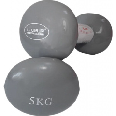 Гантели виниловые пары LiveUP Vinyl Dumbbell Egg Head серый 2х5кг LS2001-5 Петрово
