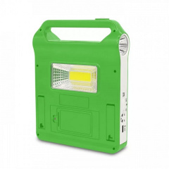 Портативный мощный фонарь-Power Bank Solar 15W с солнечной панелью + светодиодные лампочки 2шт Зеленый Ворожба