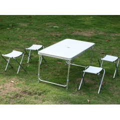 Раскладной туристический стол для пикника со стульями Folding Table 120х70х60см Белый Одесса