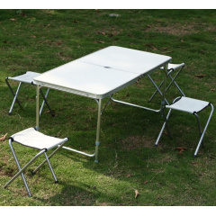 Раскладной туристический стол для пикника со стульями Folding Table 120х70х60см Белый Одесса