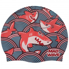 Шапочка для плавания детская MadWave Junior SHARKY M057911 Бирюзовый Ровно