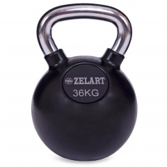 Гиря обрезиненная с хромированной ручкой Кроссфит Zelart ТА-5162-36 36кг Володарськ-Волинський