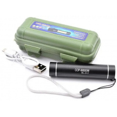 Фонарик ручной Bailong BL 517 COB USB micro charge Вишневе