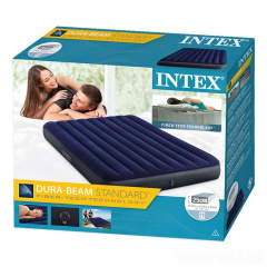 Надувной матрас Двухместный Intex 64759-3 152 х 203 х 25 см с насосом, наматрасником, подушками Синий (hub_wxilxy) Одесса