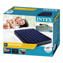 Надувной матрас Полуторный Intex 64758-2, 137 x 191 x 25 см, с двумя подушками, насосом Токмак