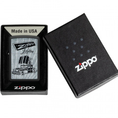 Зажигалка бензиновая Zippo 218 Car Ad Design Черно-серая (48572) Новомосковськ