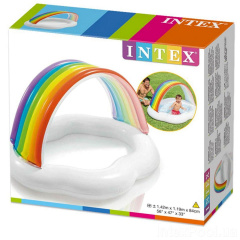 Детский надувной бассейн Intex 57141 «Радуга-Облако», 142 х 119 х 84 см, с навесом (hub_5cke45) Київ