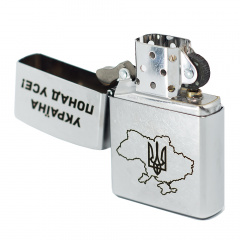 Зажигалка бензиновая Zippo Street Chrome 207 с гравировкой Україна понад усе Серебристая (207 P) Ковель