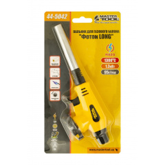Горелка для газового баллона MASTERTOOL GM Фотон LONG пьезоподжиг Ø14 мм/1300°С удлиненное сопло (44-5042) Березне
