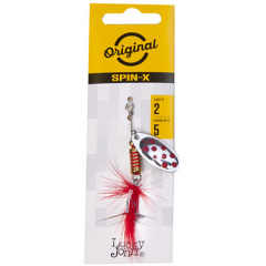 Блесна вращающаяся с бородкой LJ SPIN X ROUND 02 весом 5 г (цв.SR) Вишневое
