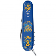 Складной нож Victorinox Spartan Ukraine 91 мм 12 функций Украинские мотивы Синий (1.3603.2_T1370u) Покровськ