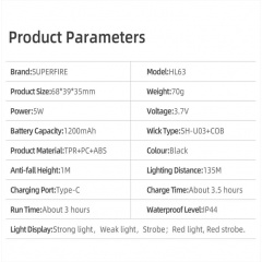 Фонарь налобный аккумуляторный HL63 Superfire 450 Lumen IP44 Бучач