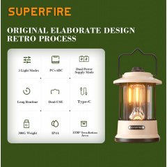 Фонарь кемпинговый аккумуляторный T35 Superfire 220 Lumen IP44 Київ