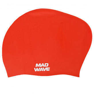 Шапочка для плавания силиконовая на длинные волосы для взрослых MadWave LONG HAIR M051101 Красный