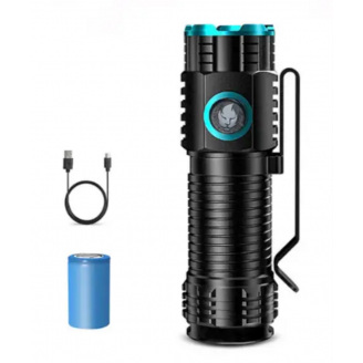 Фонарь ручной аккумуляторный с прищепкой Rablex RB901 Li-ion 16340 Zoom Type-C 1000 Lumens