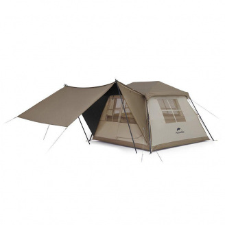 Палатка четырехместная с навесом Naturehike Village CNK2300ZP022 Коричневый (2329563494)