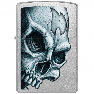 Зажигалка бензиновая Zippo Skull and Flame Design Серебристый (46587)