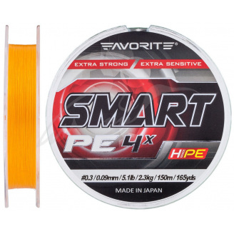 Шнур Favorite Smart PE 4x 150м Оранжевый 3.0/0.296мм 15.5кг 35lb (1693-10-22)