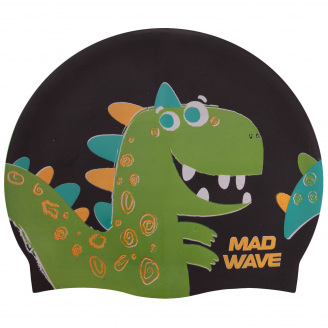 Шапочка для плавания детская MadWave Junior DINO M057916 Черный