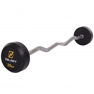 Штанга фиксированная изогнутая обрезиненная Zelart Rubber Coated Barbell TA-2687-25 25кг