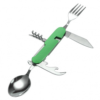Мультитул туристический с ложкой и вилкой RIAS 5561 6в1 Green (3_02387)