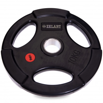Блины (диски) обрезиненные Z-HIT Zelart TA-5160-10 51мм 10кг Черный